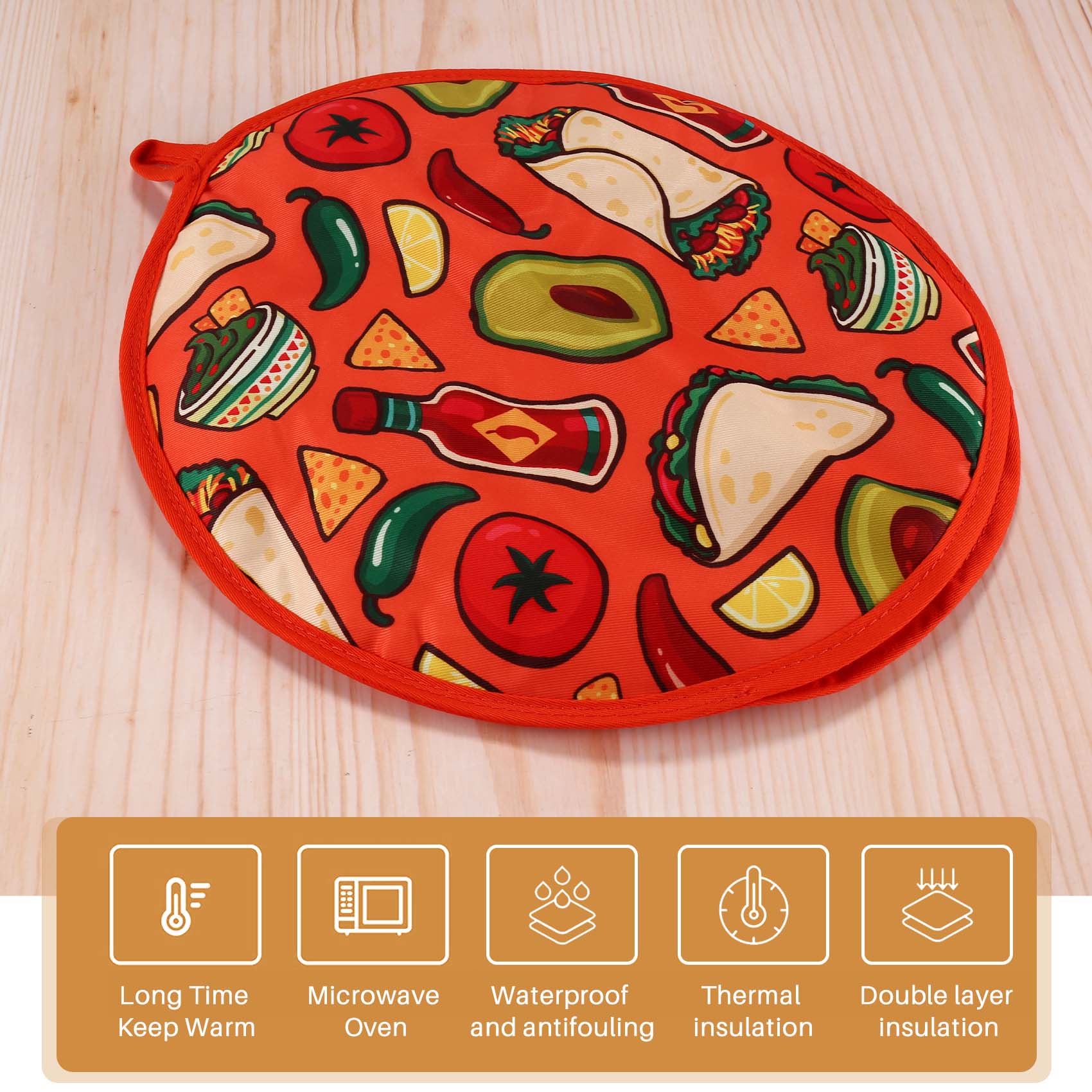 Tortilla Warmer Cloth - Sac de gril portable pour Burrito,